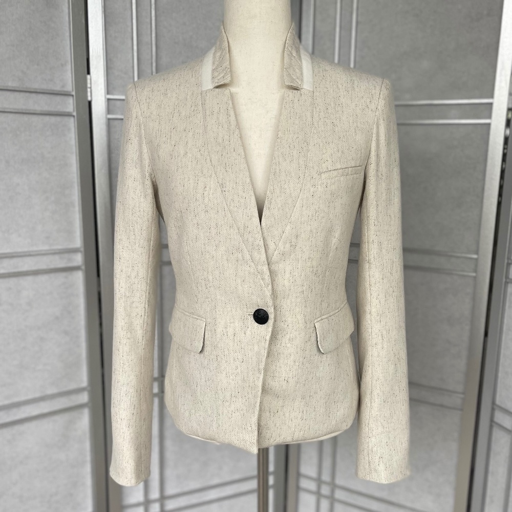 Veronica Beard Cream Upcollar Dickey Jacket sz 4